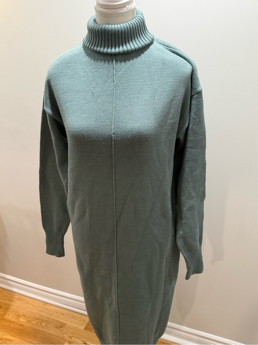 Turtleneck Sweater Dress in Sage Green